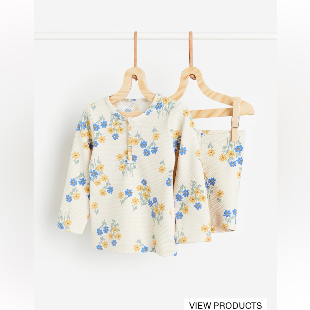 H&M Kids Floral Swim Set - Ivory with Blue and Yellow